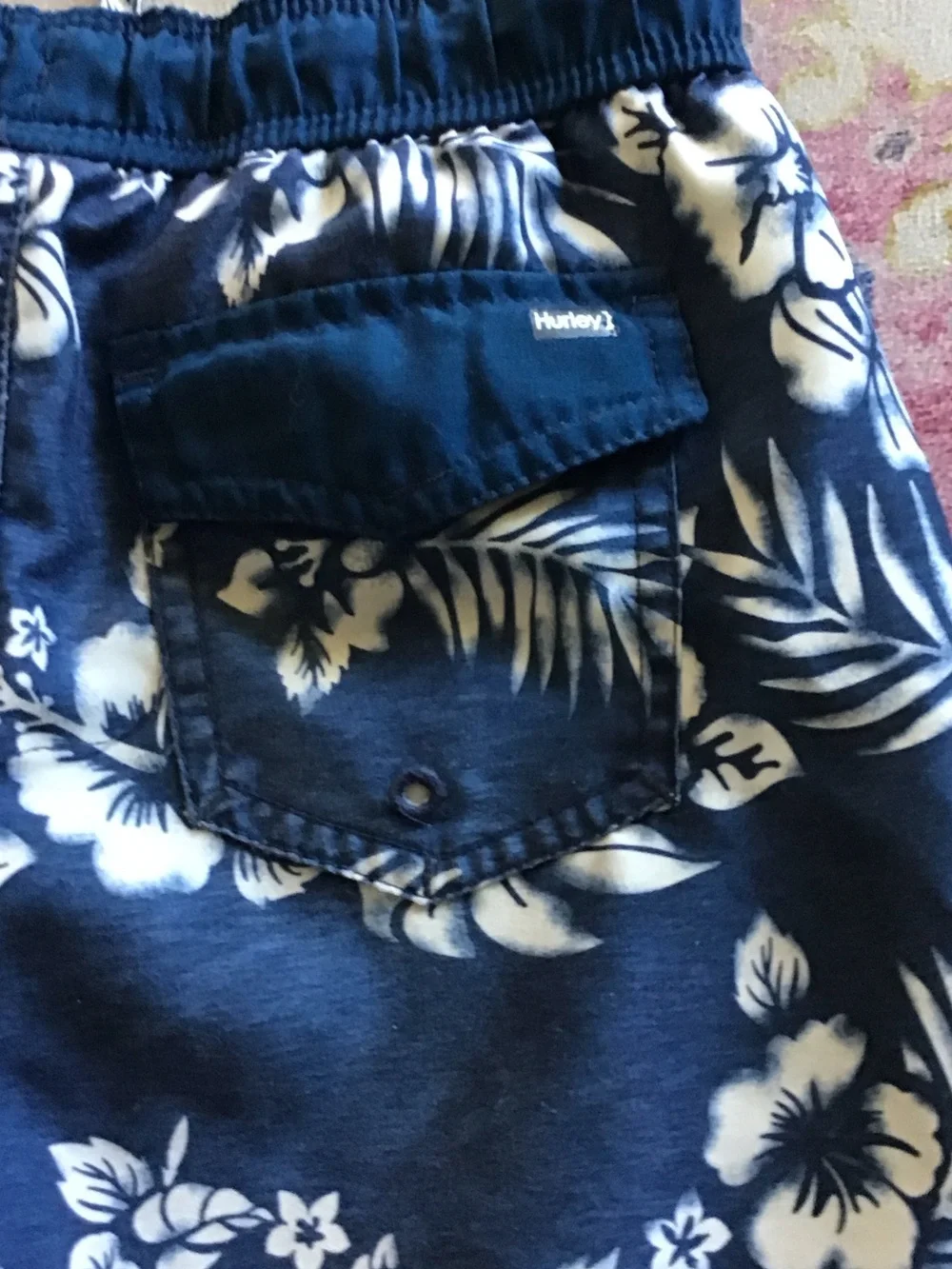 Hurley Navy Blue Floral Print Swim Shorts